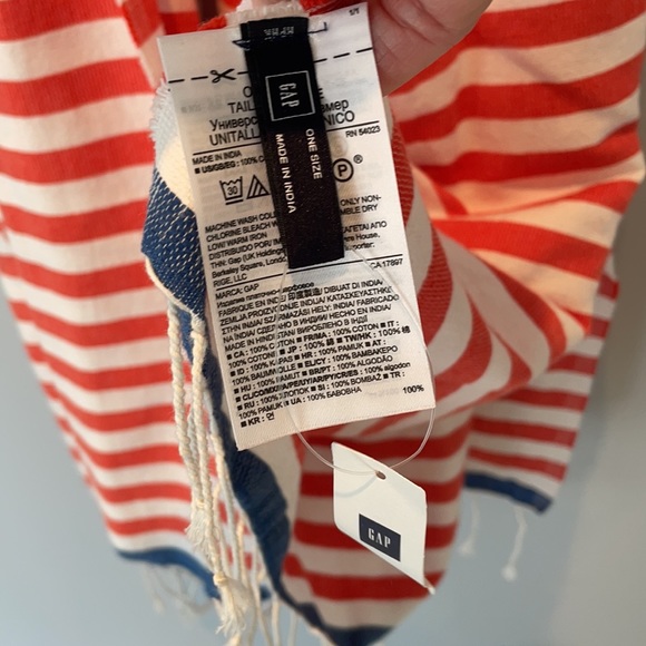 Dark Orange, Navy, and White long Gap Scarf NWT - Picture 2 of 2